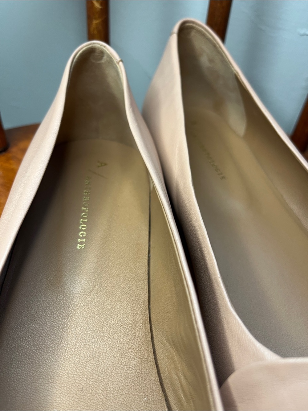 Anthropologie Pink Leather Ballet Flats Bow Detail Size 41 - Picture 10 of 11